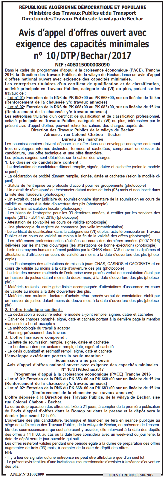 ouest TRIBUNE