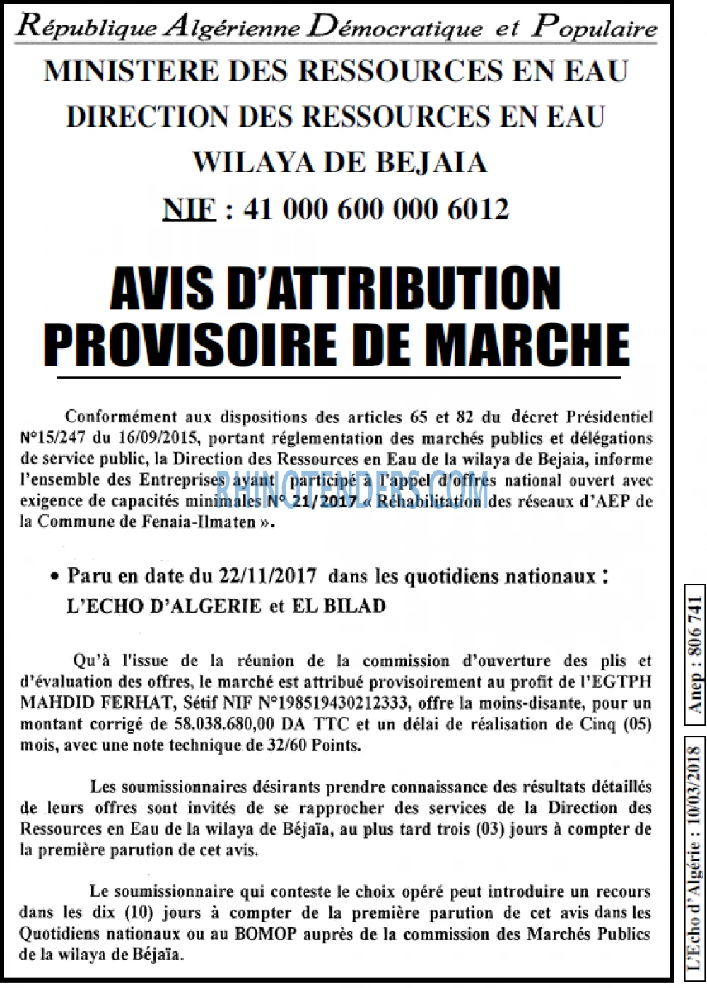 L'ECHO D'ALGERIE