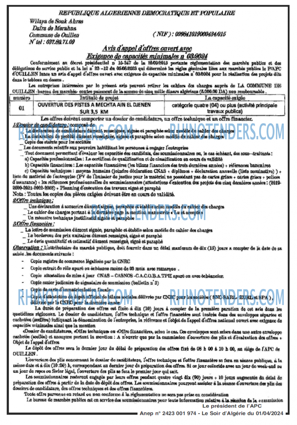 LE SOIR D'ALGERIE