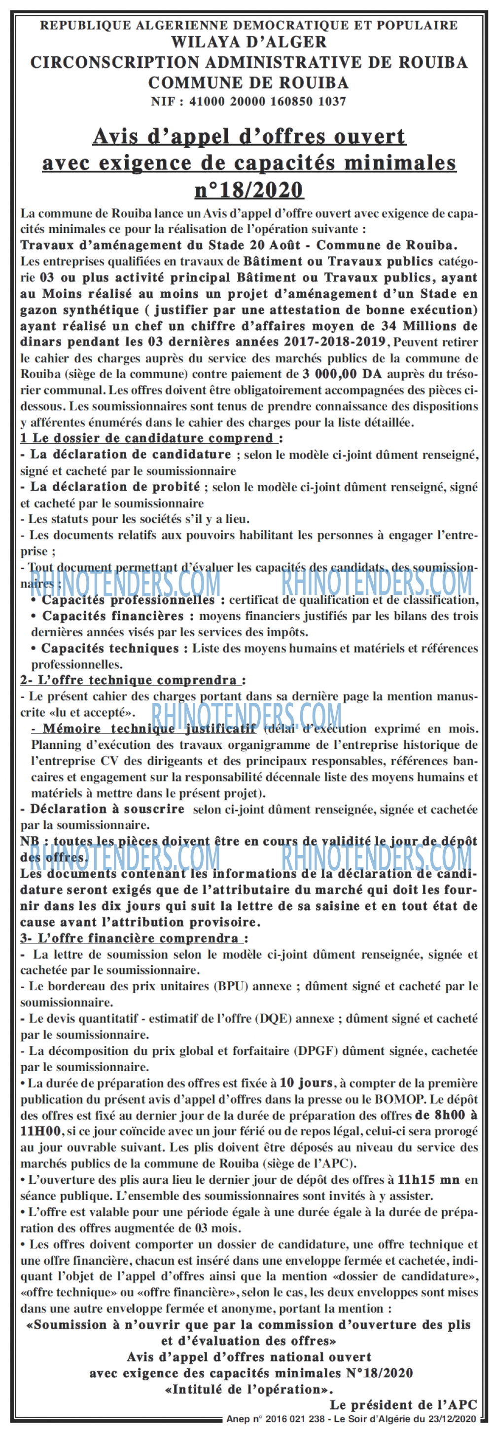 LE SOIR D'ALGERIE