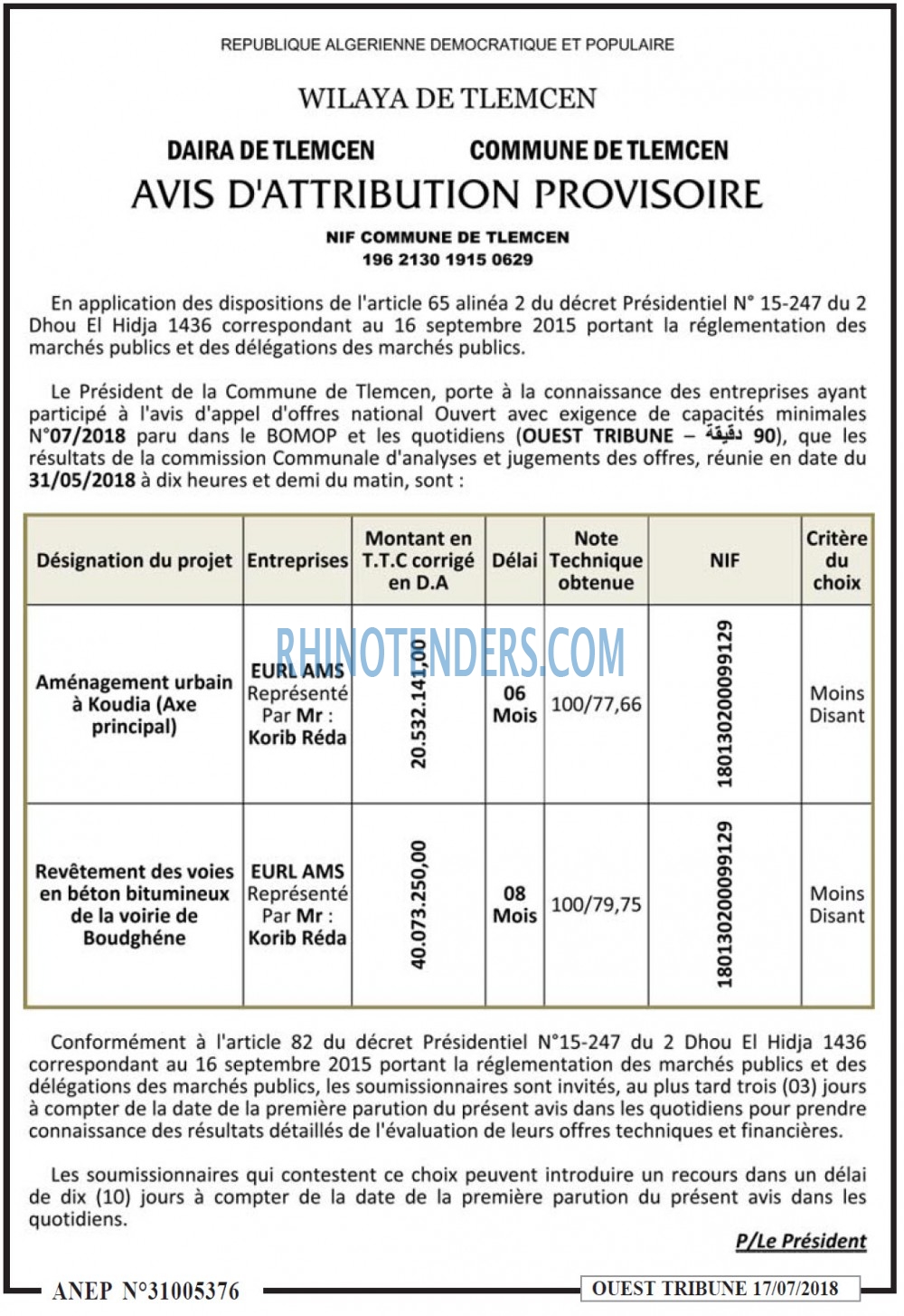 ouest TRIBUNE