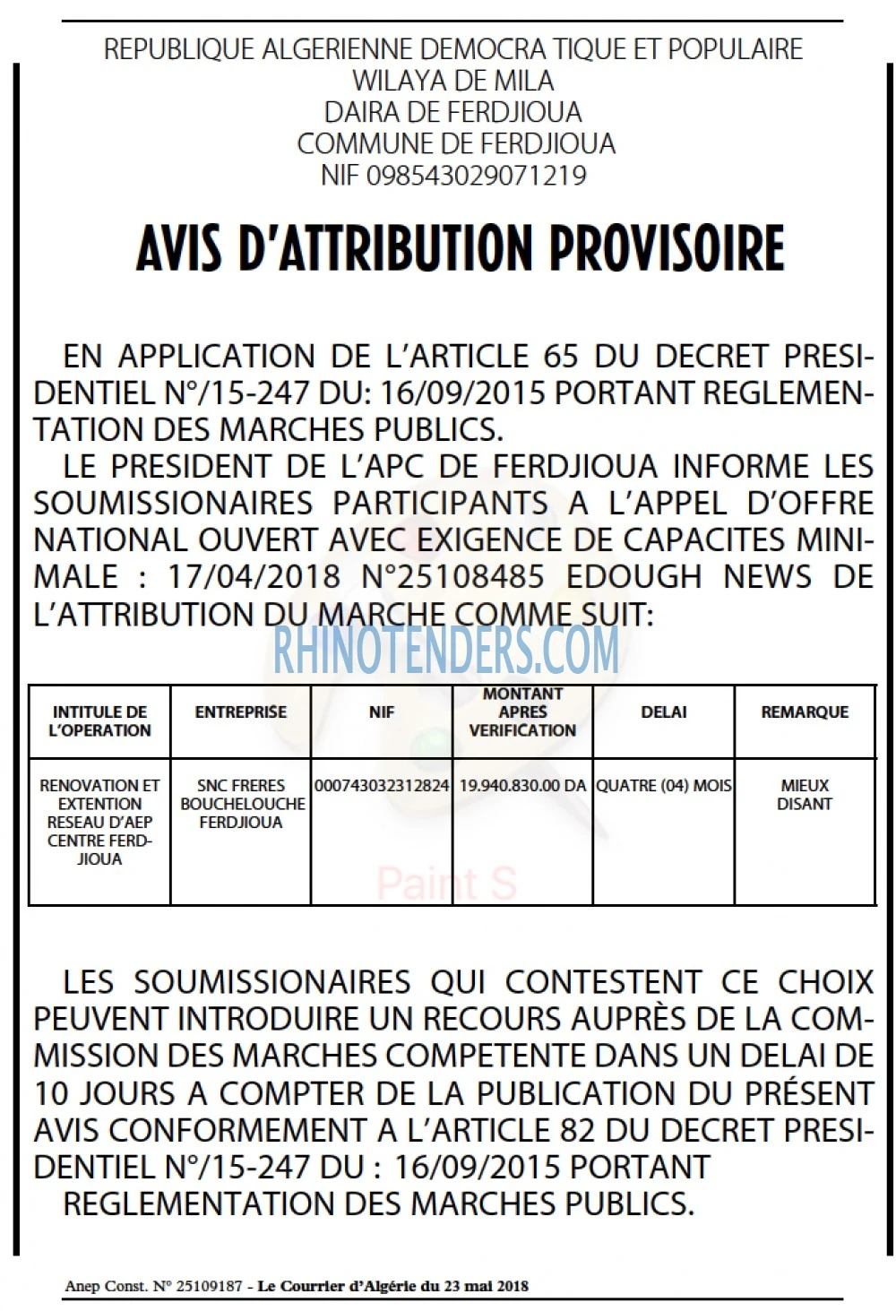 Le Courrier d'Algerie
