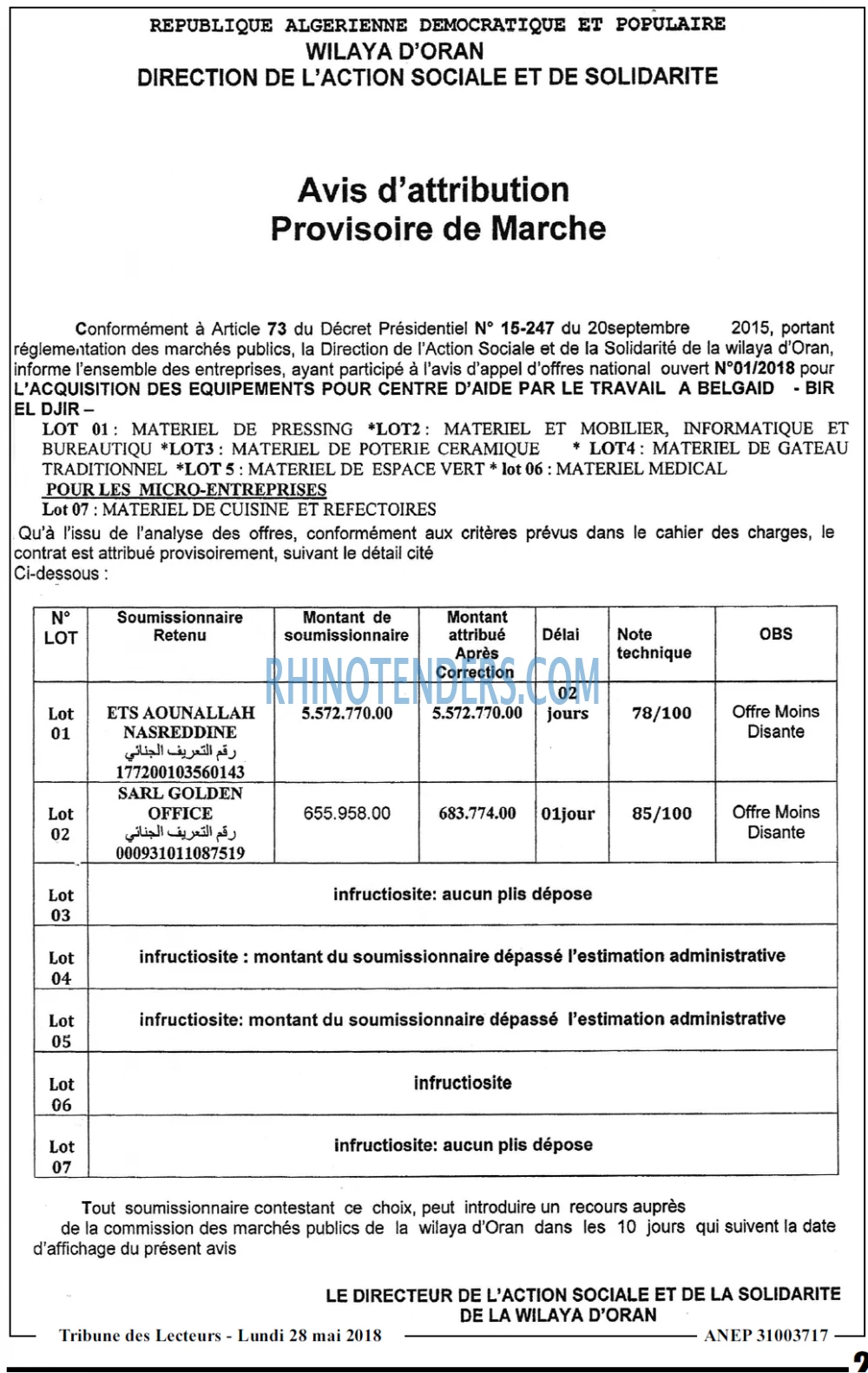 TRIBUNE DES LECTEURS