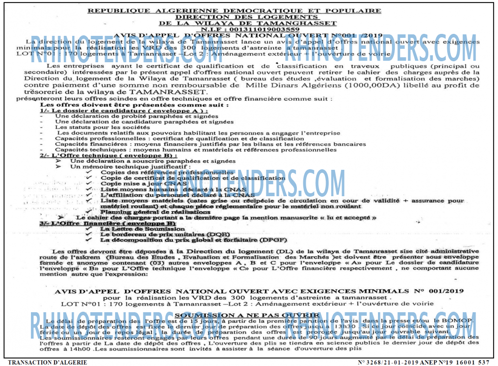TRANSACTION D'ALGERIE
