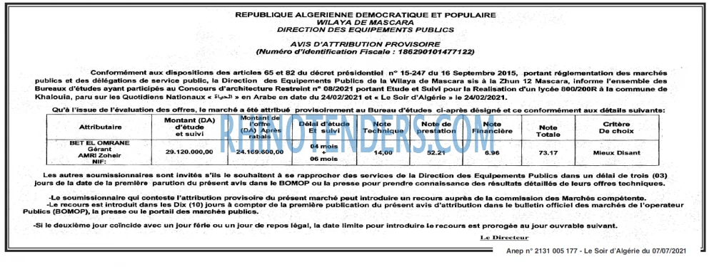 LE SOIR D'ALGERIE