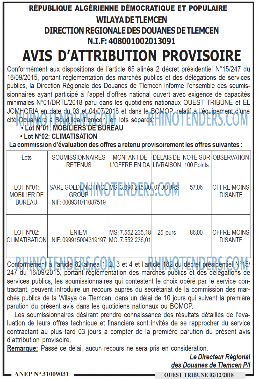 ouest TRIBUNE