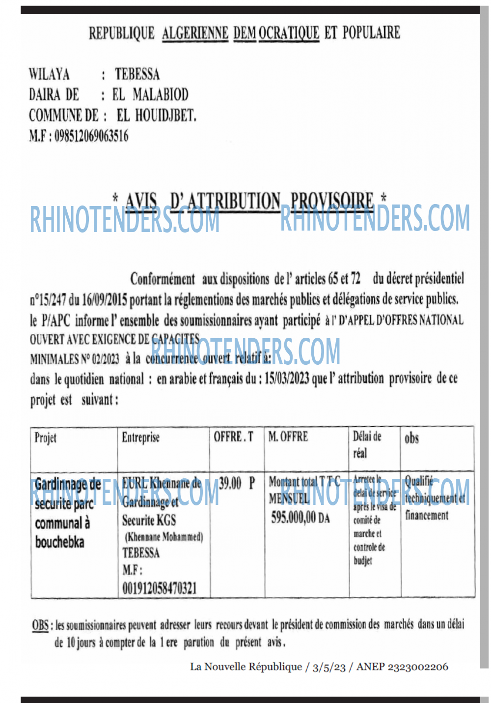 NOUVELLE REPUBLIQUE