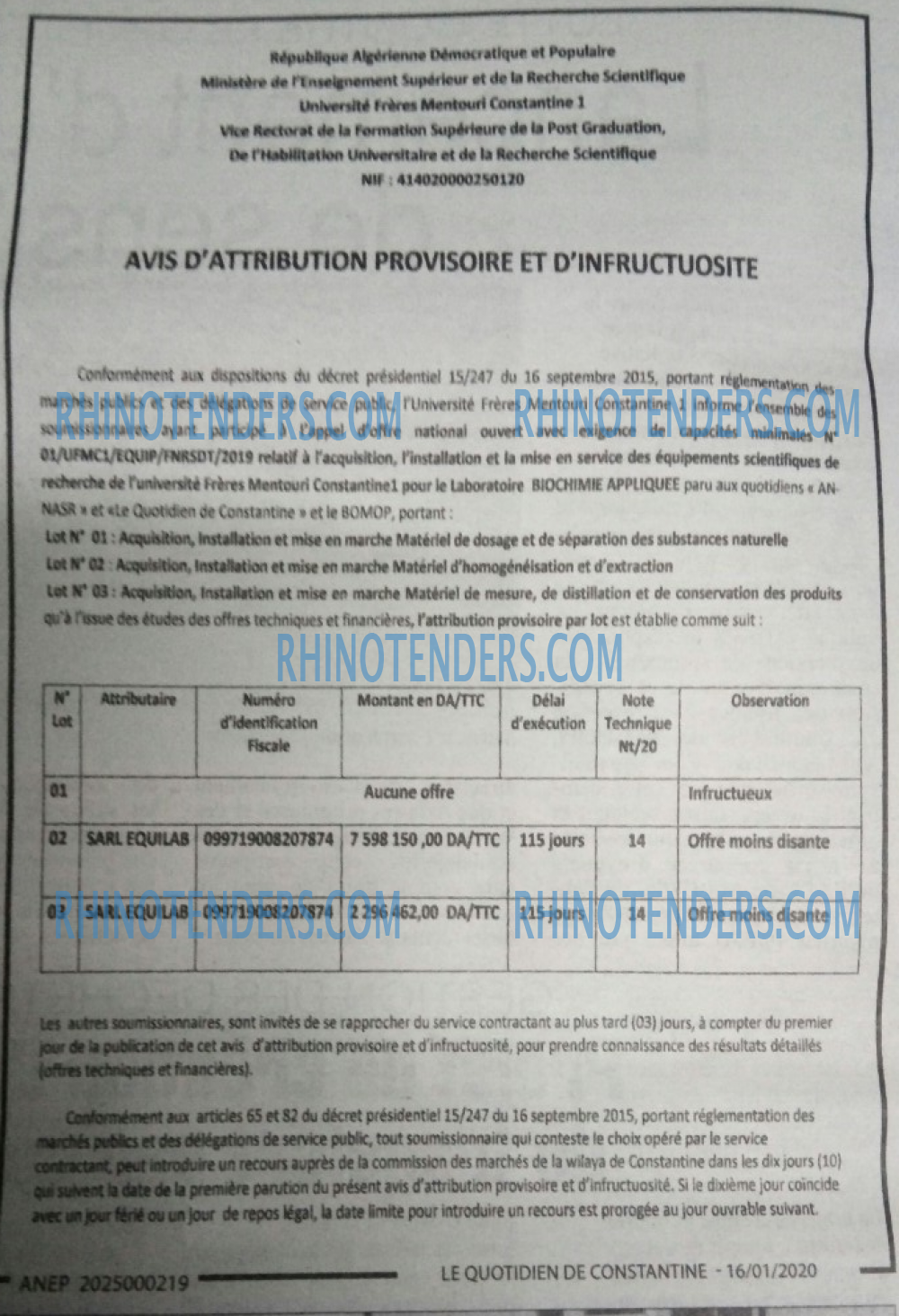 LE QUOTIDIEN DE CONSTANTINE