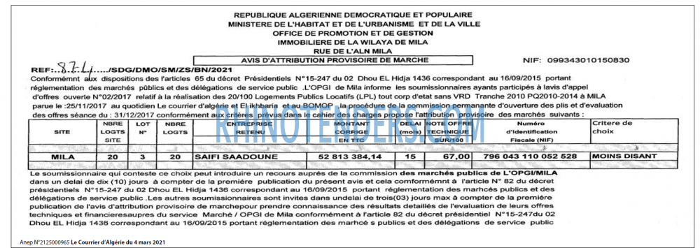 Le Courrier d'Algerie