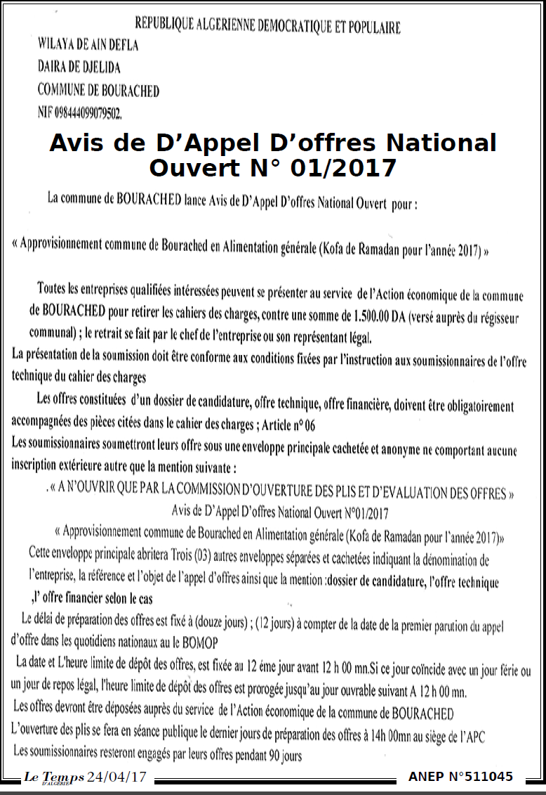 LE TEMPS D'ALGERIE