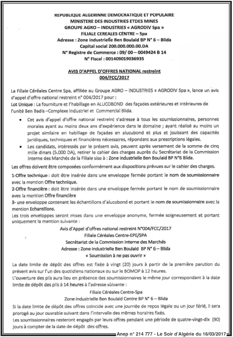 LE SOIR D'ALGERIE