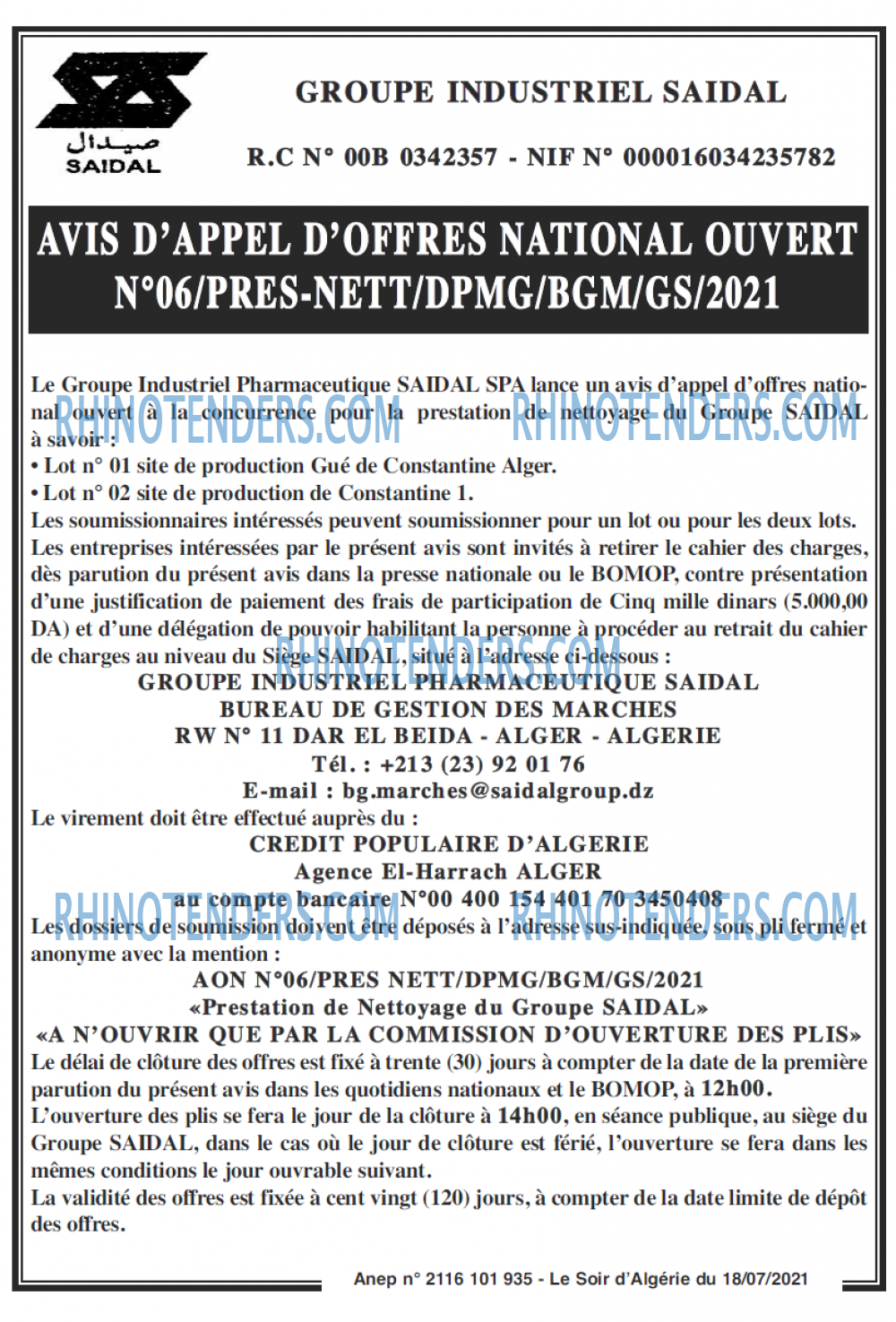 LE SOIR D'ALGERIE