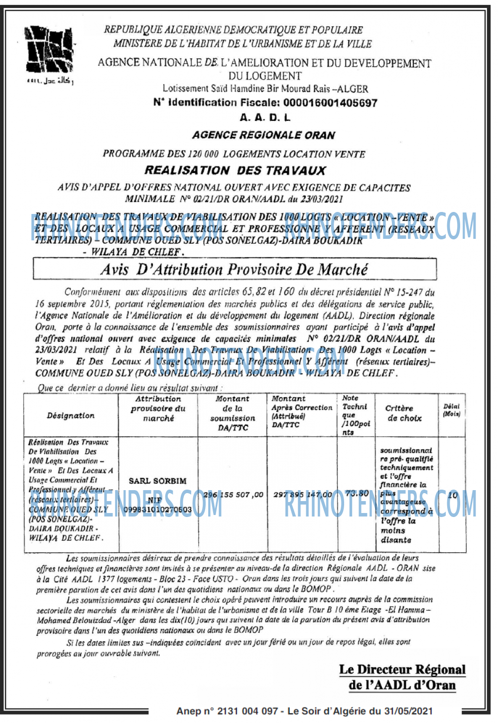 LE SOIR D'ALGERIE