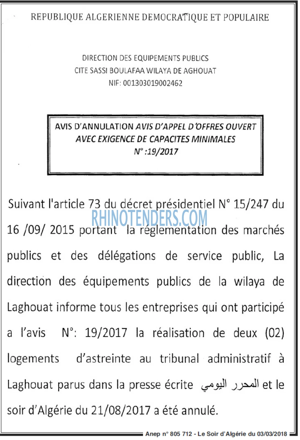 LE SOIR D'ALGERIE