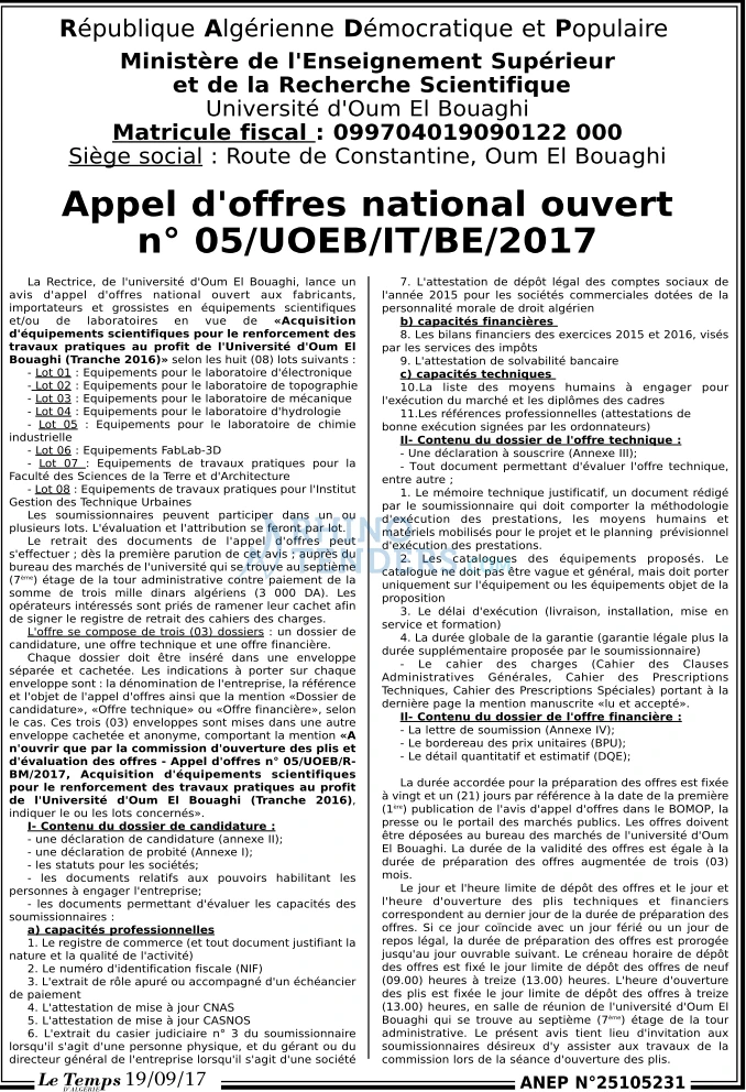 LE TEMPS D'ALGERIE