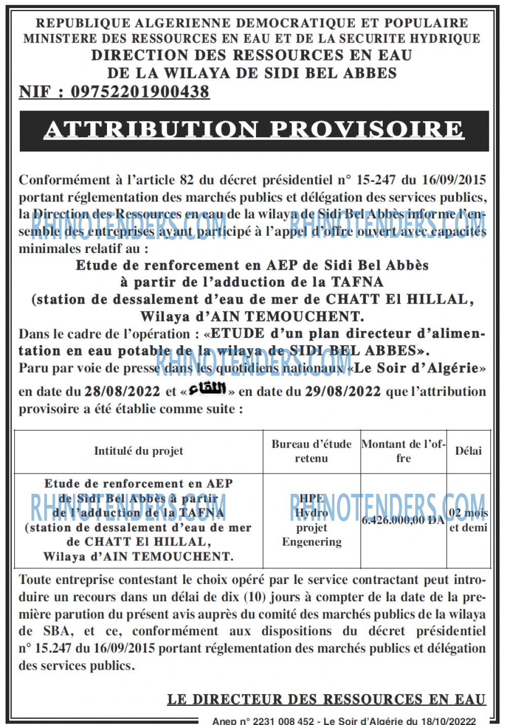 LE SOIR D'ALGERIE