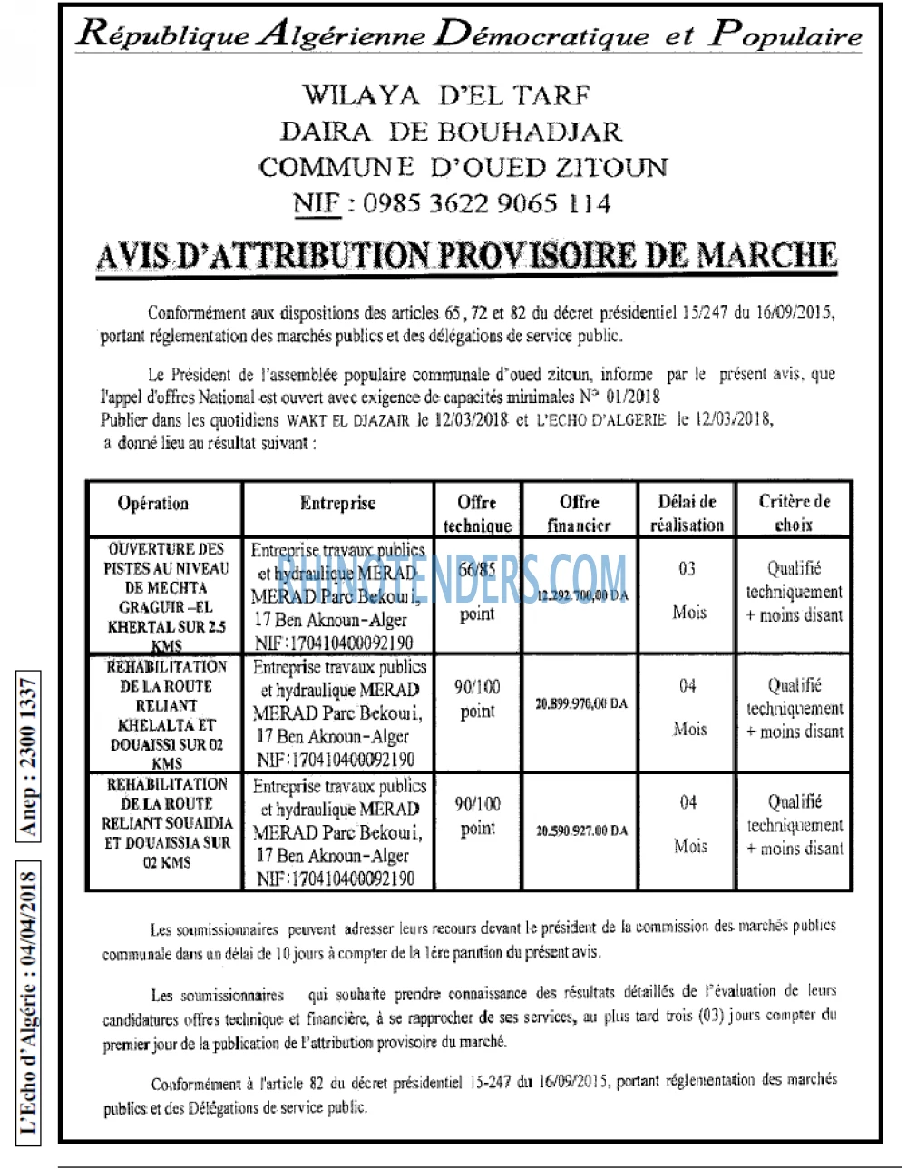 L'ECHO D'ALGERIE