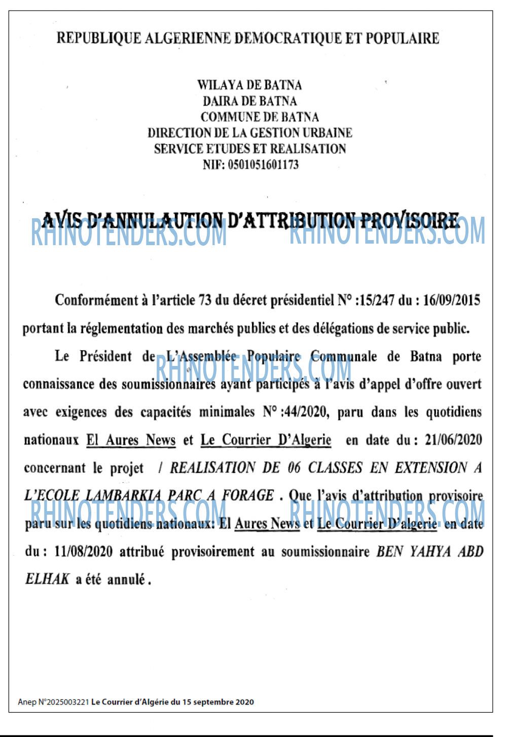 Le Courrier d'Algerie