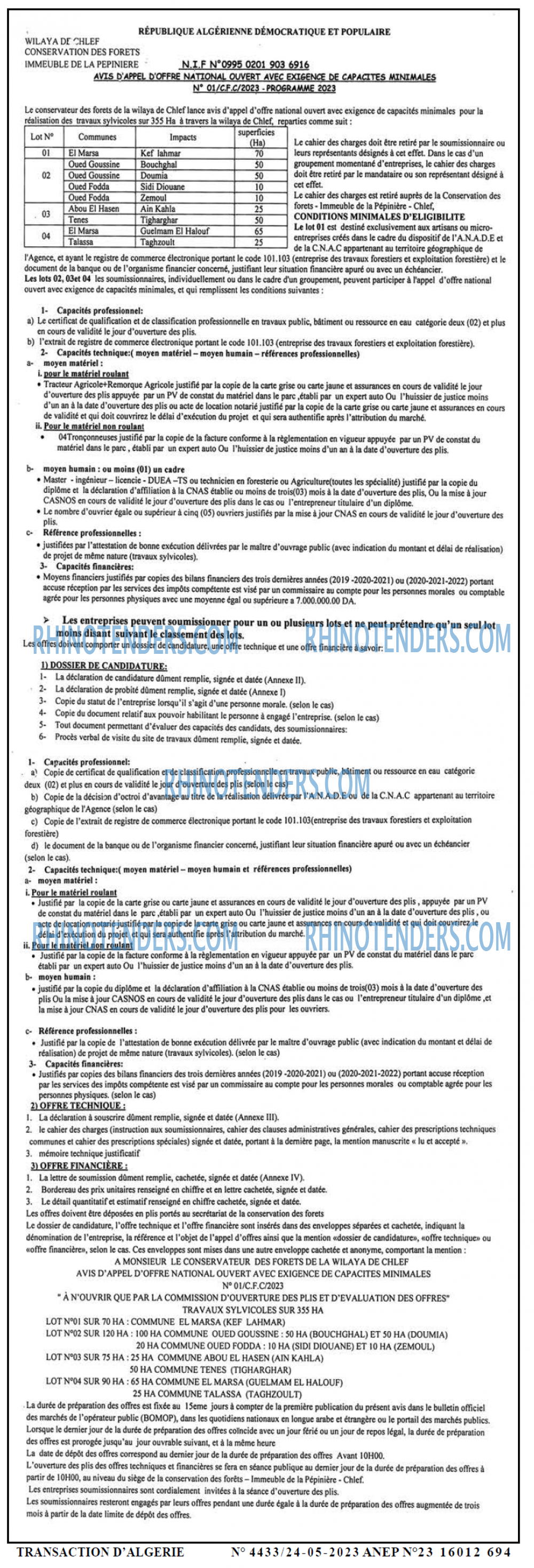 TRANSACTION D'ALGERIE