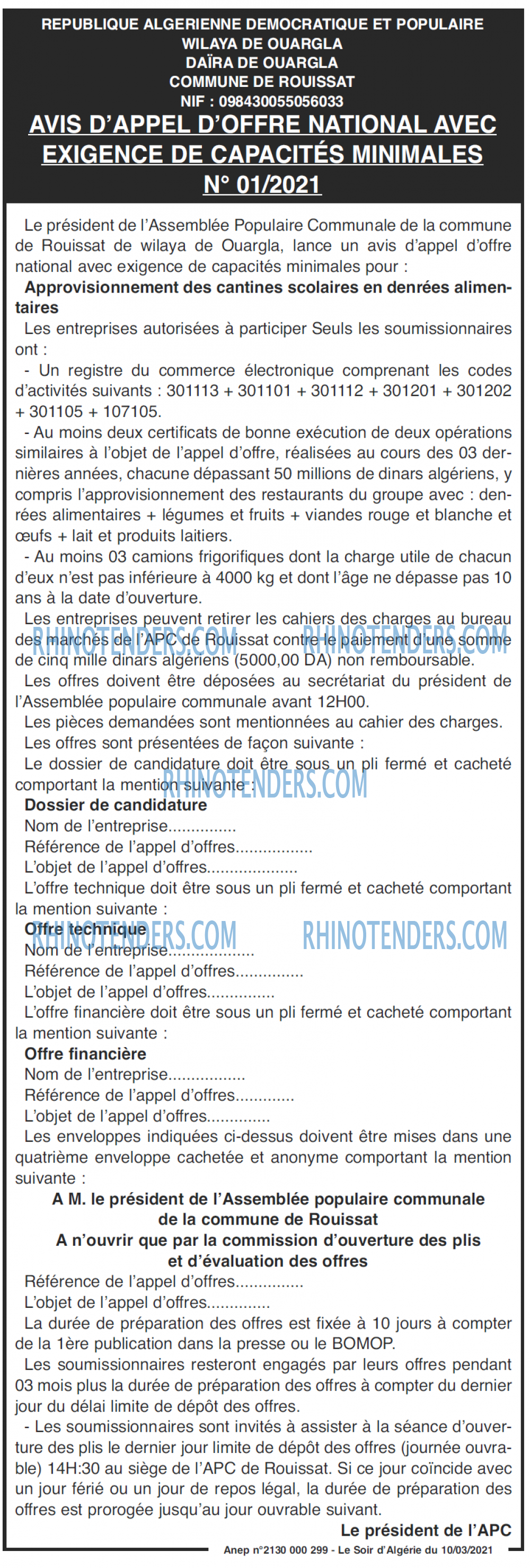 LE SOIR D'ALGERIE