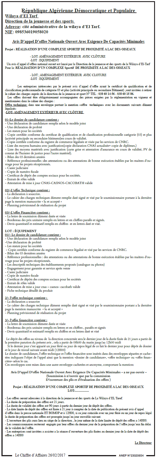 Le Chiffre d'Affaires