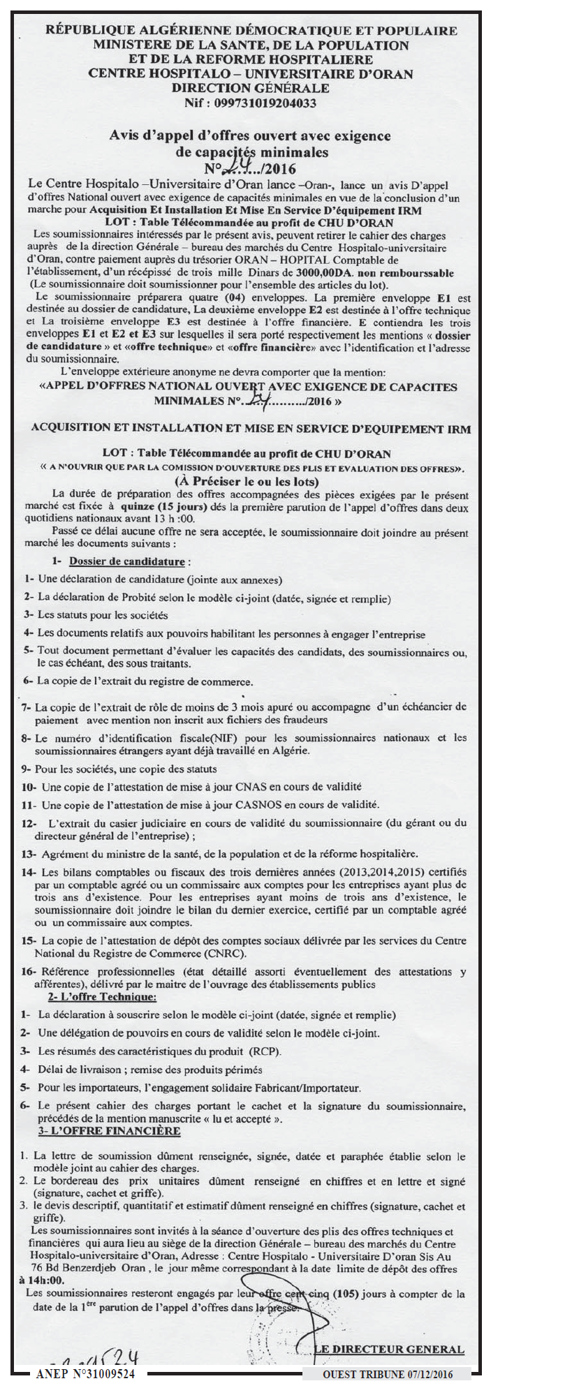 ouest TRIBUNE