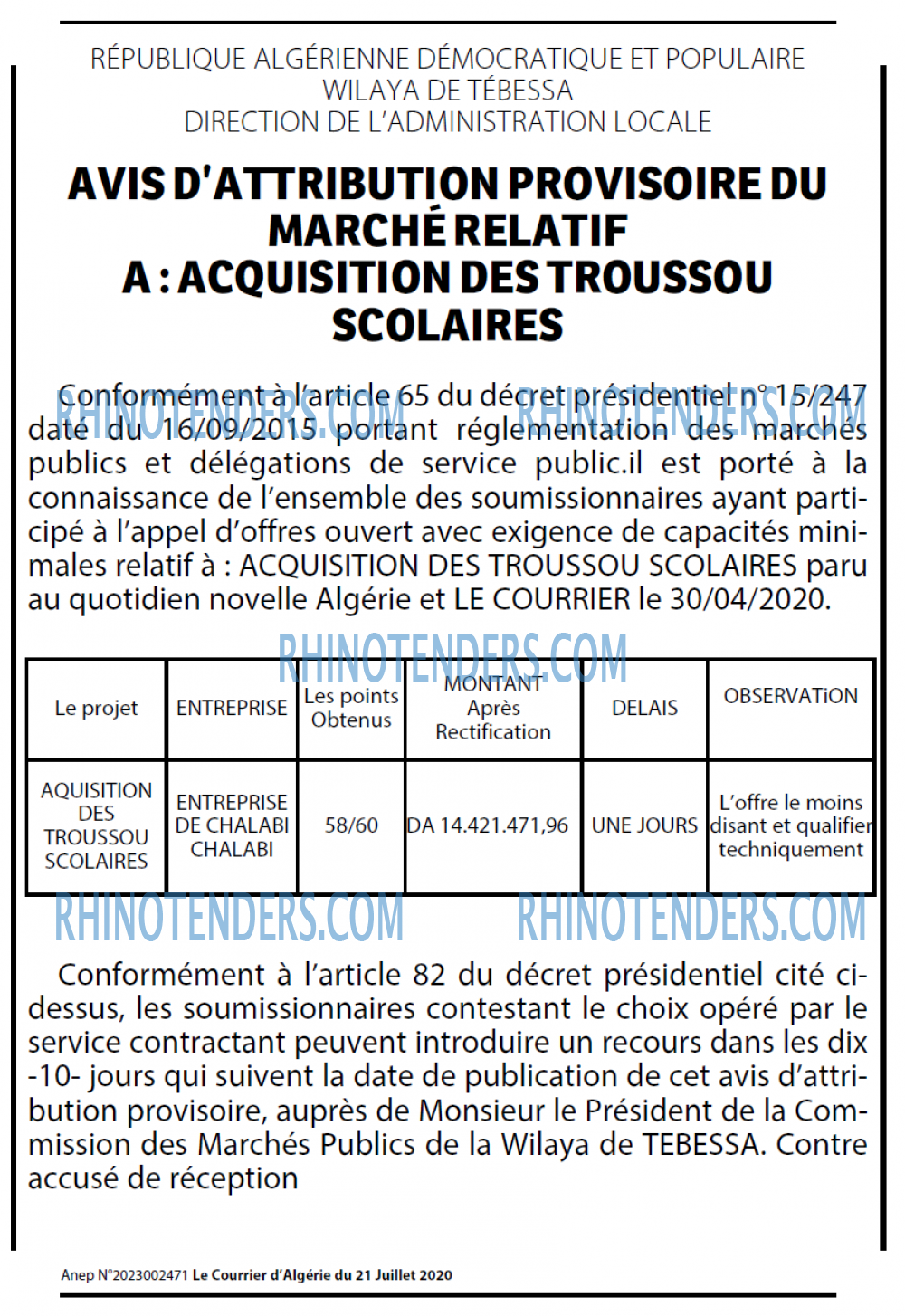 Le Courrier d'Algerie
