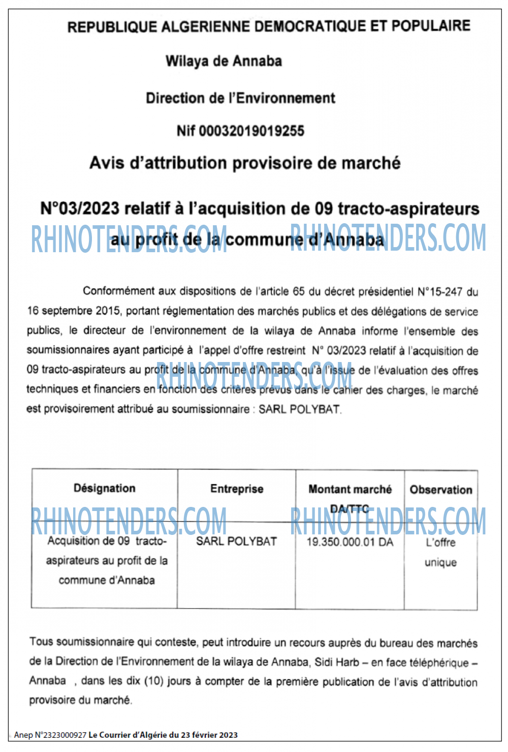 Le Courrier d'Algerie