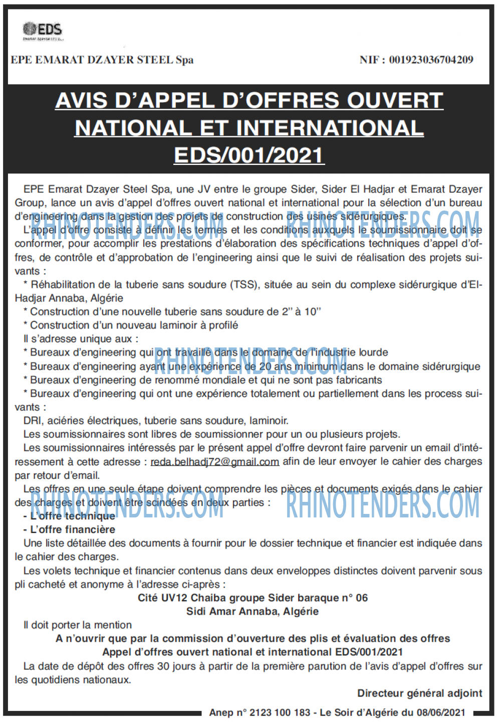 LE SOIR D'ALGERIE