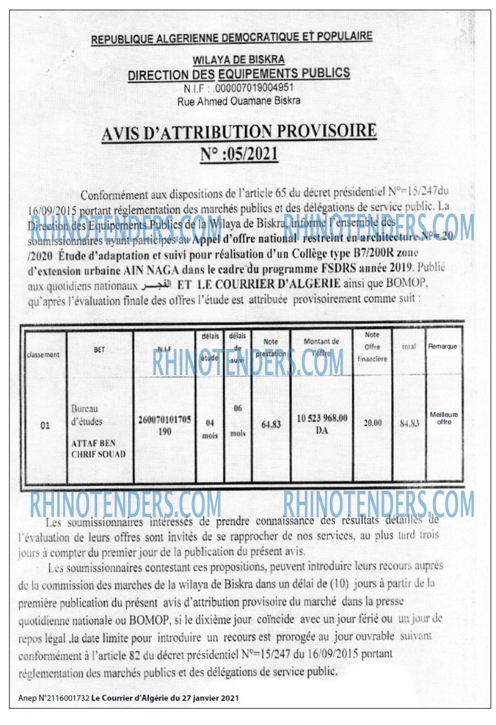Le Courrier d'Algerie