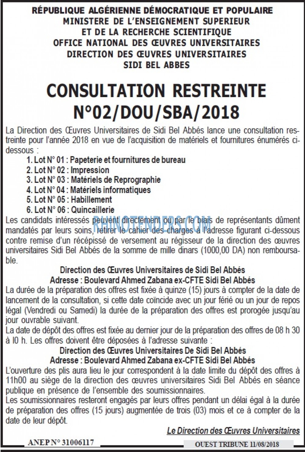 ouest TRIBUNE