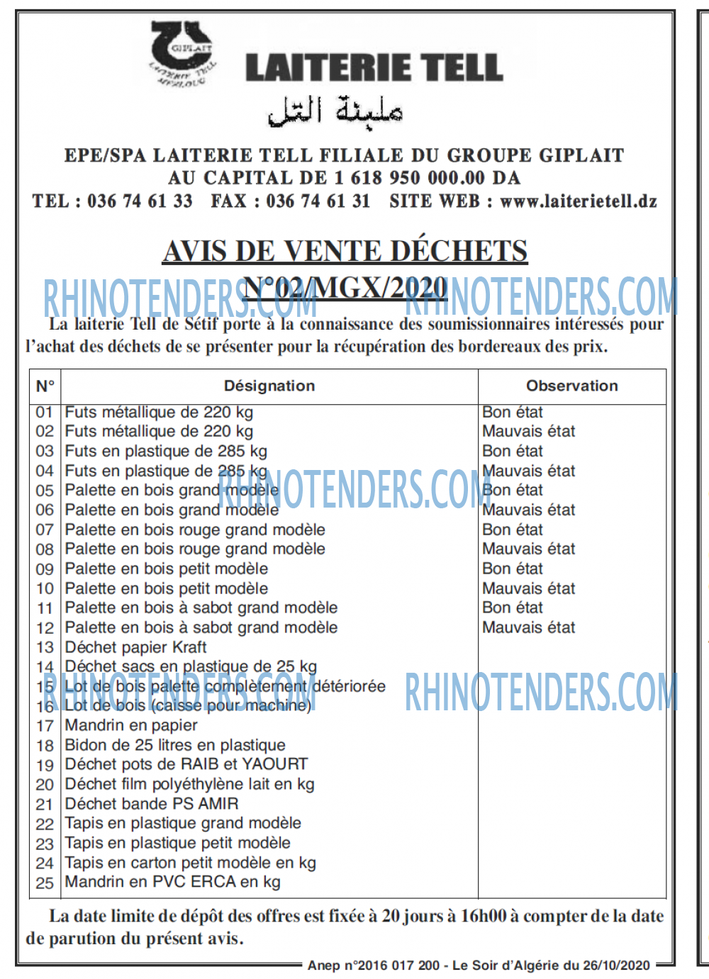 LE SOIR D'ALGERIE