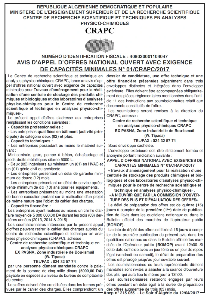 LE SOIR D'ALGERIE