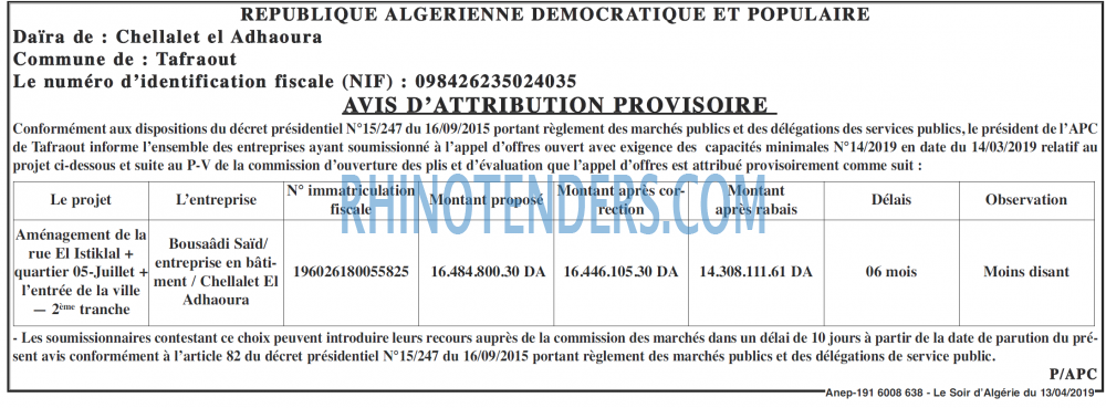 LE SOIR D'ALGERIE