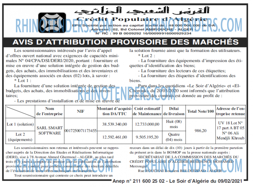 LE SOIR D'ALGERIE