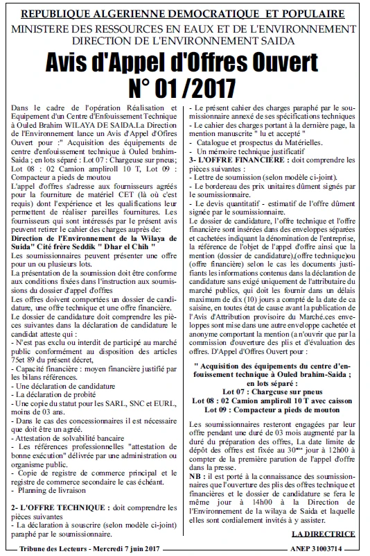 TRIBUNE DES LECTEURS