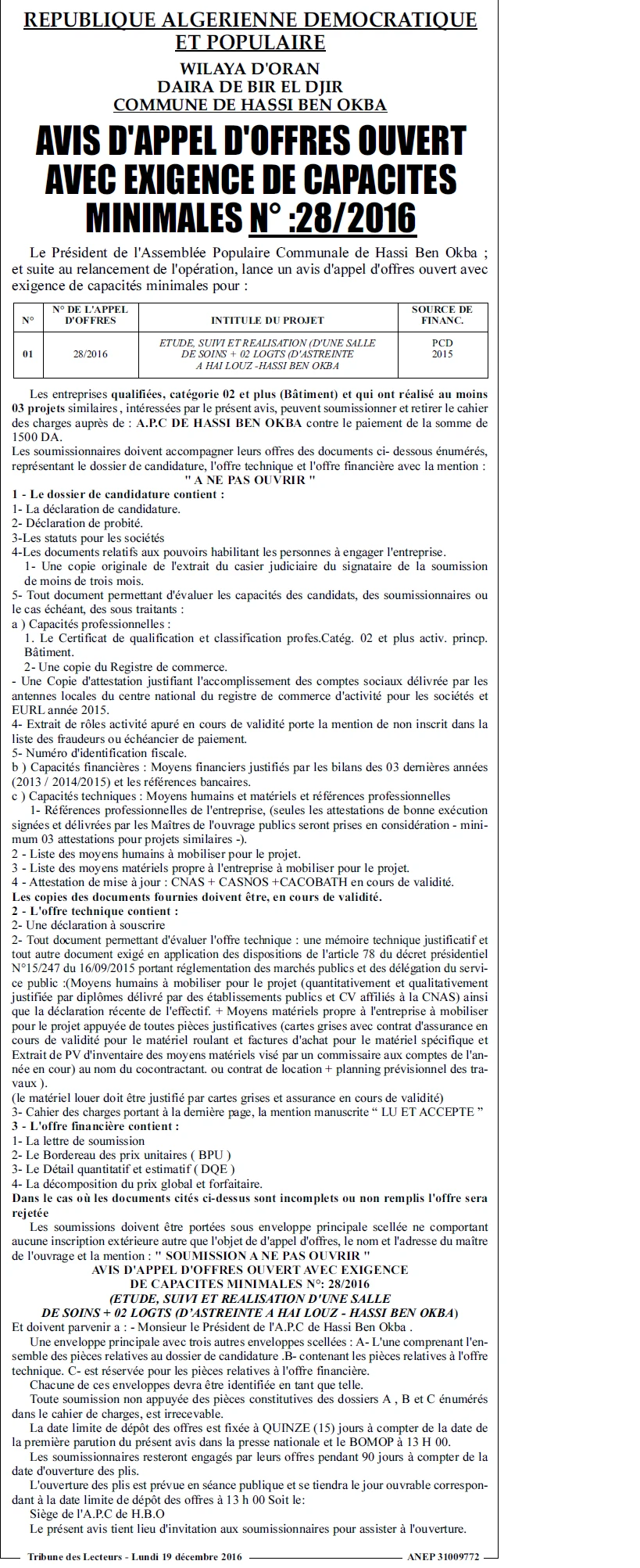 TRIBUNE DES LECTEURS