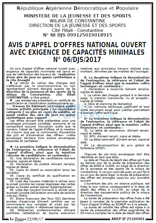 LE TEMPS D'ALGERIE