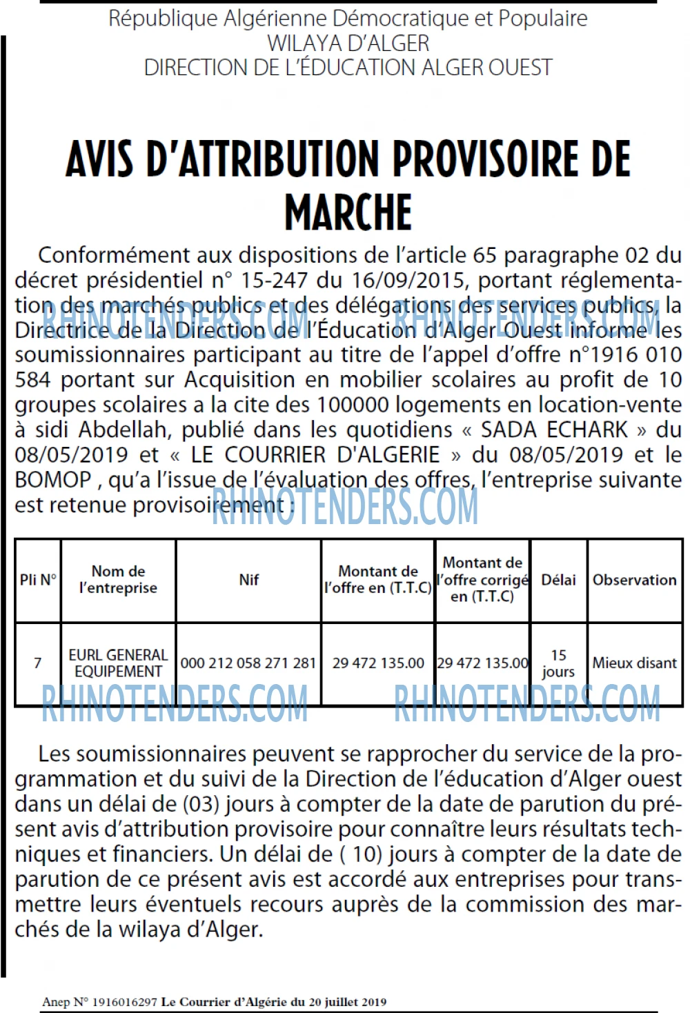 Le Courrier d'Algerie