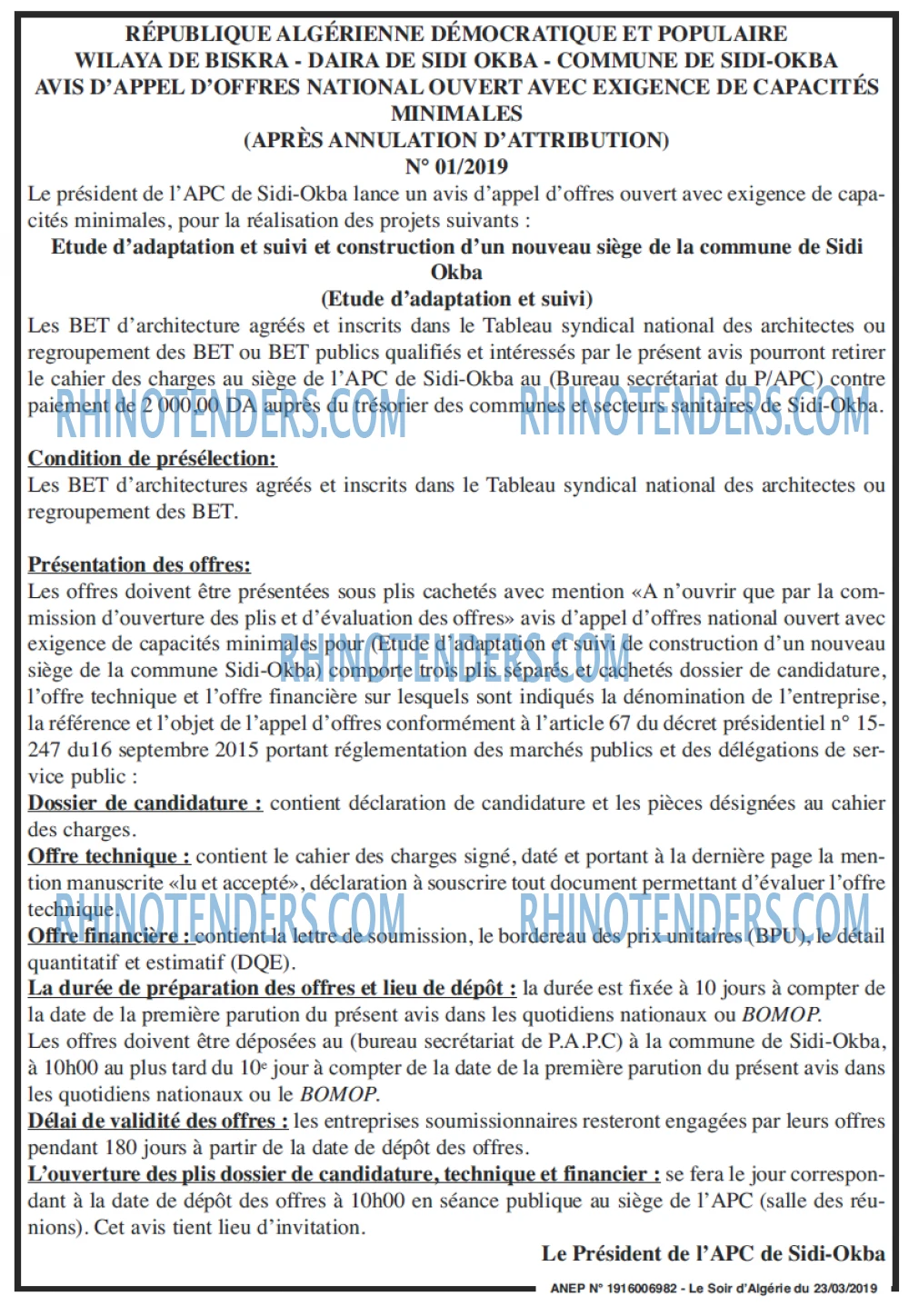 LE SOIR D'ALGERIE