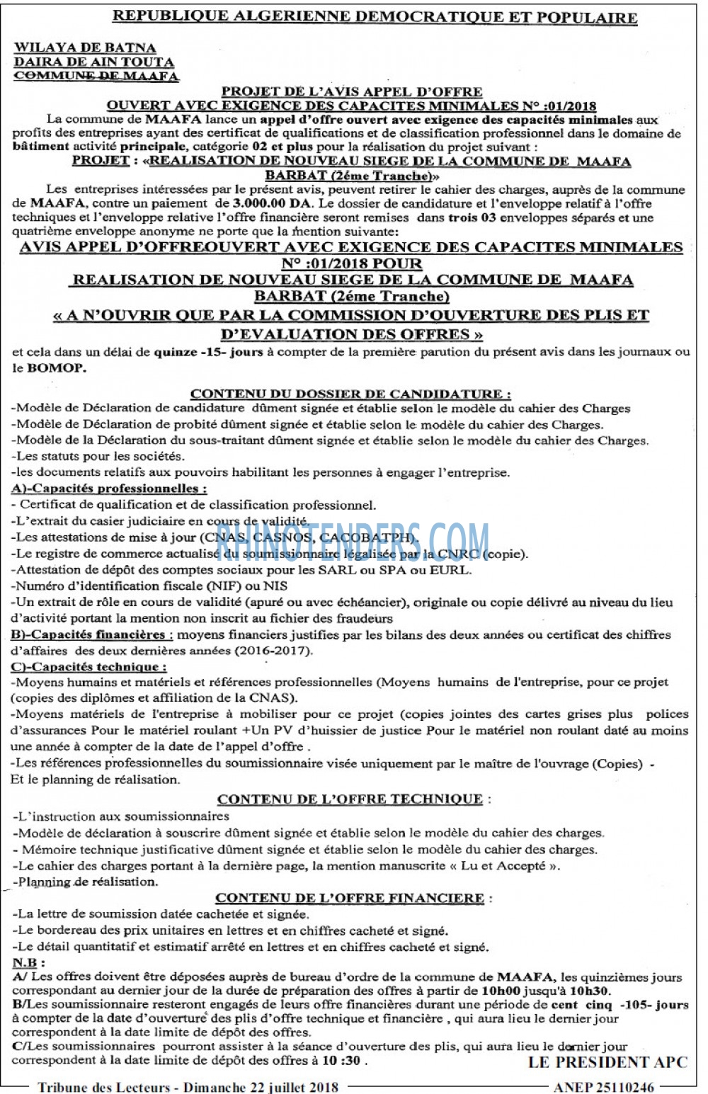 TRIBUNE DES LECTEURS