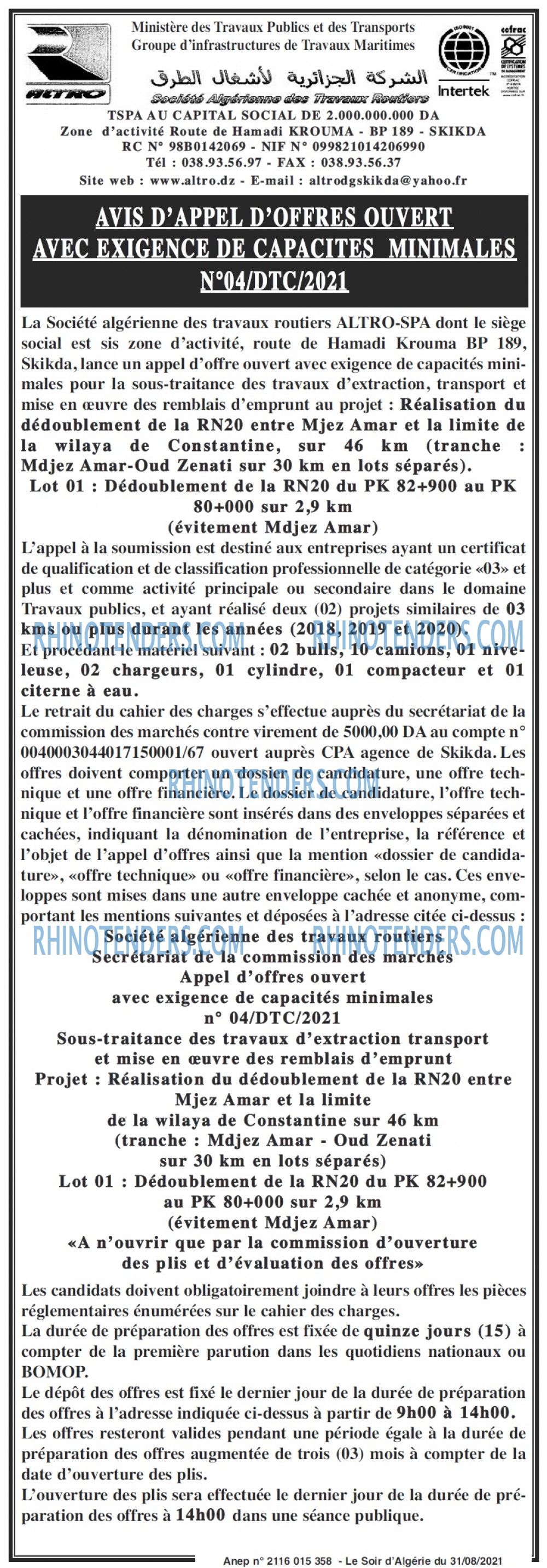 LE SOIR D'ALGERIE
