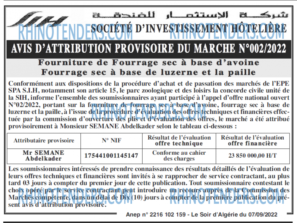 LE SOIR D'ALGERIE