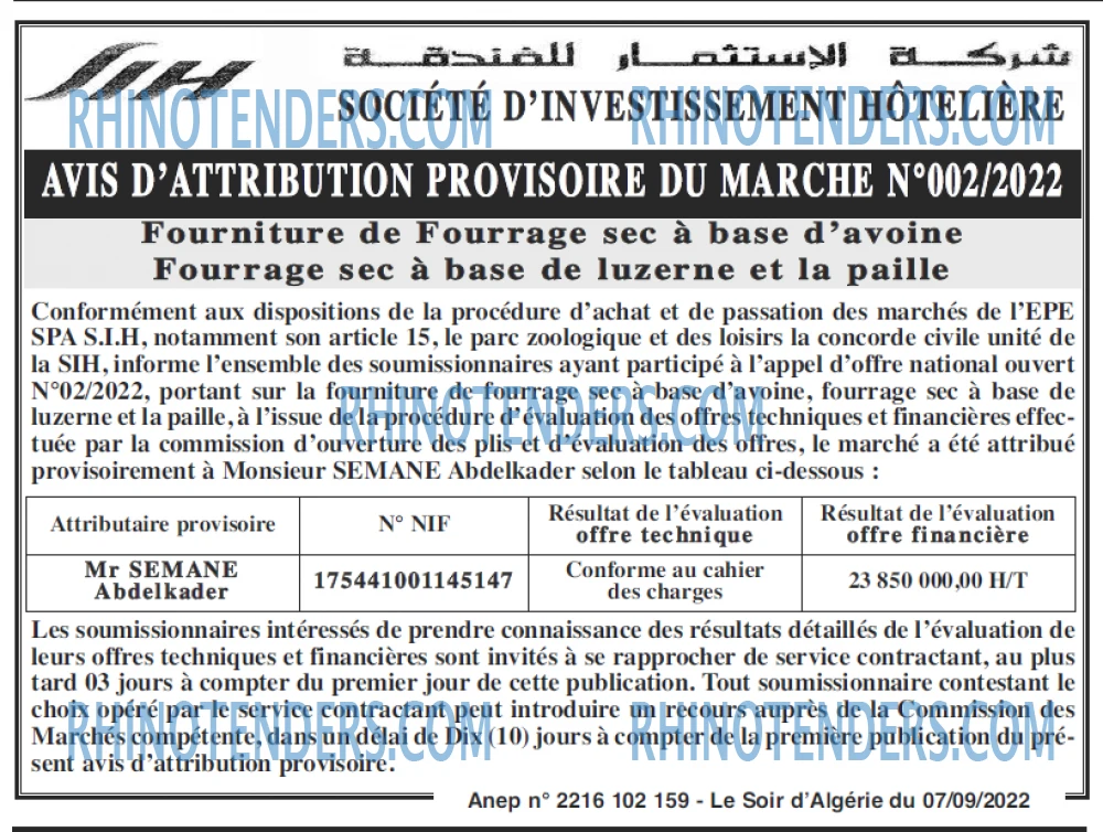 LE SOIR D'ALGERIE