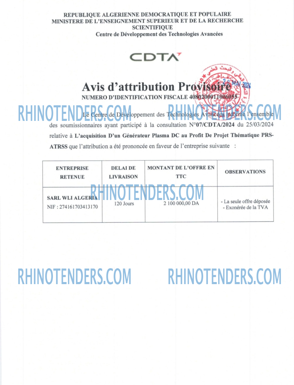CDTA - Centre De Développement Des Technologies Avancées