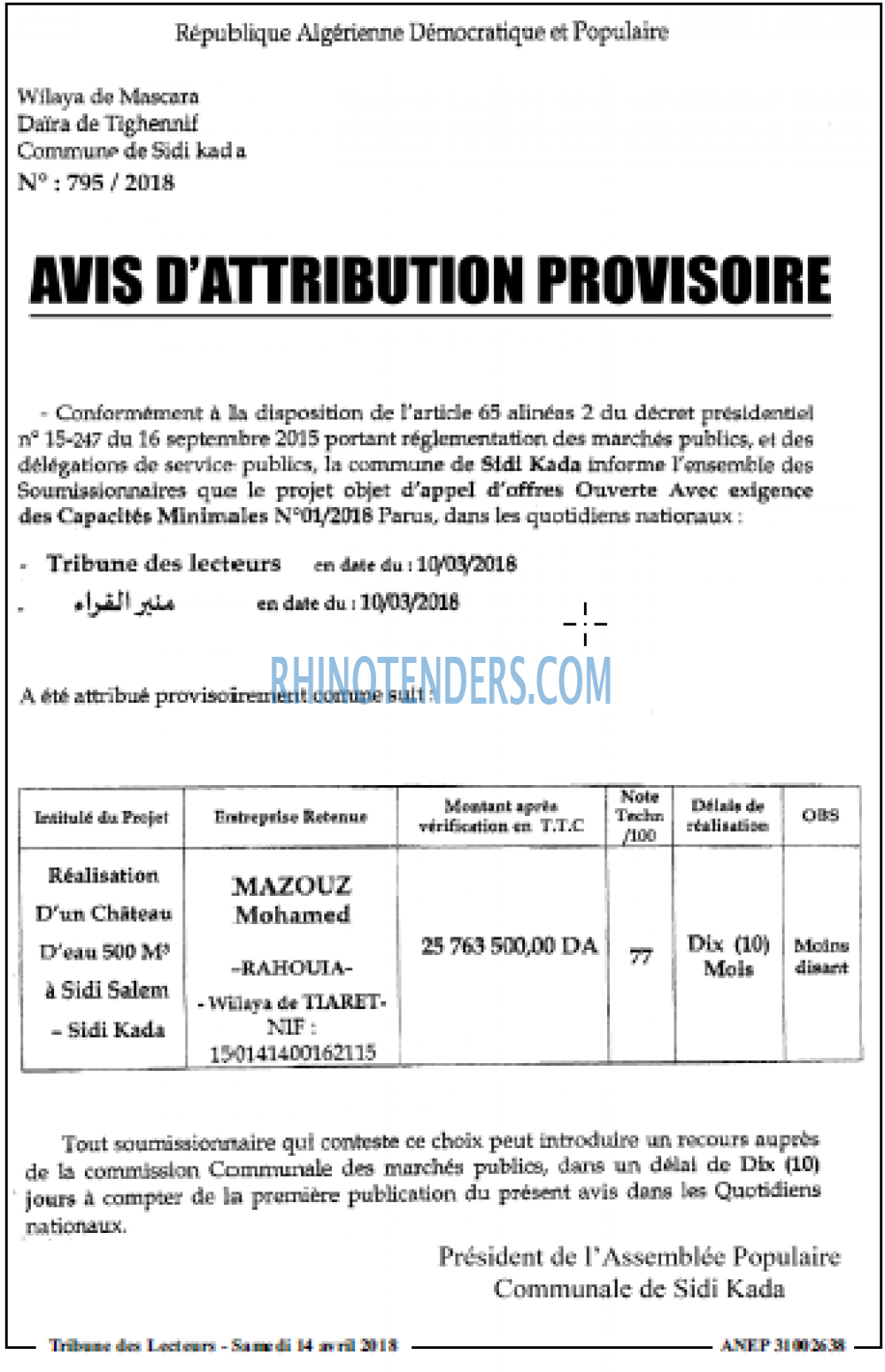TRIBUNE DES LECTEURS
