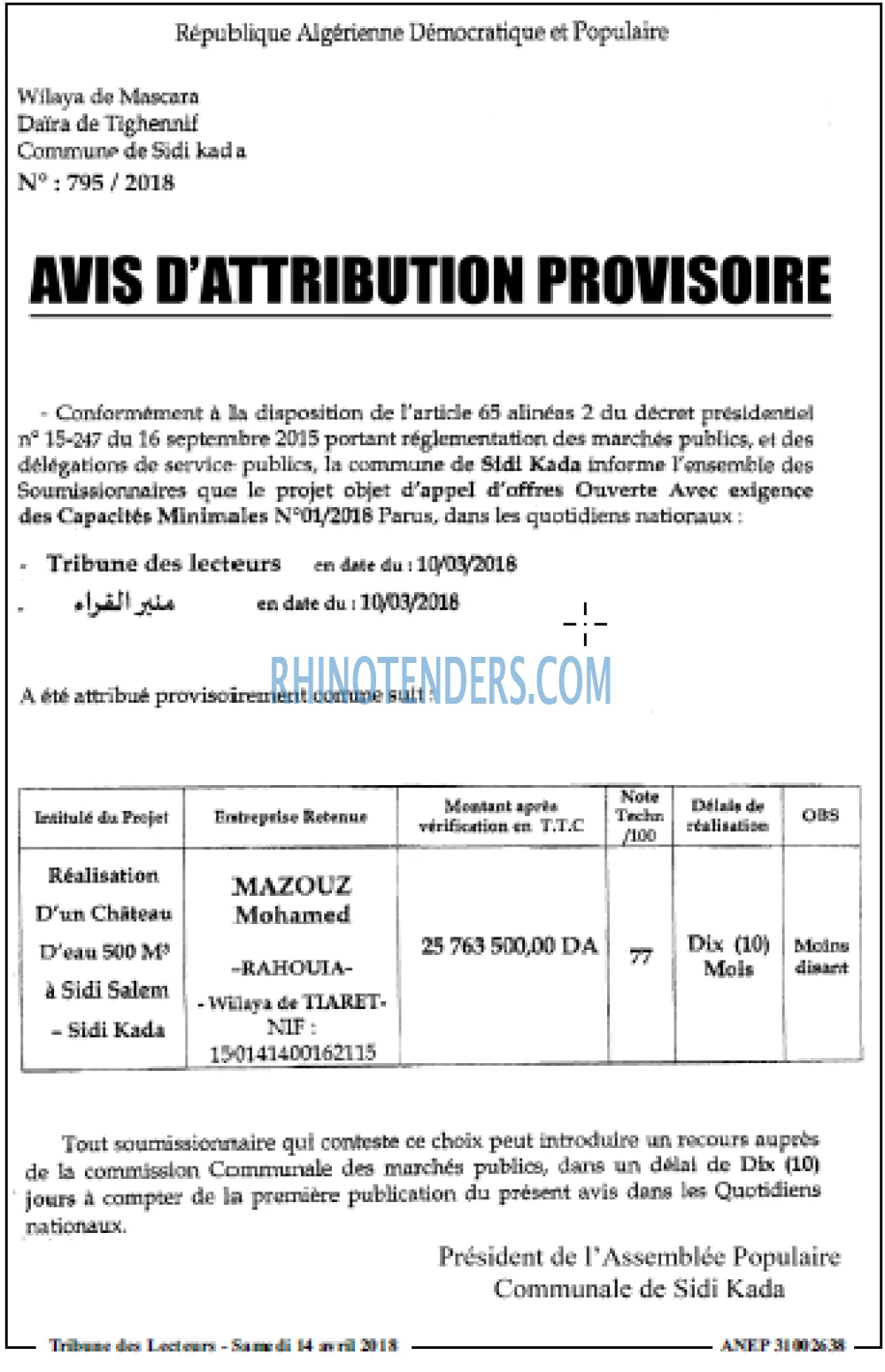 TRIBUNE DES LECTEURS