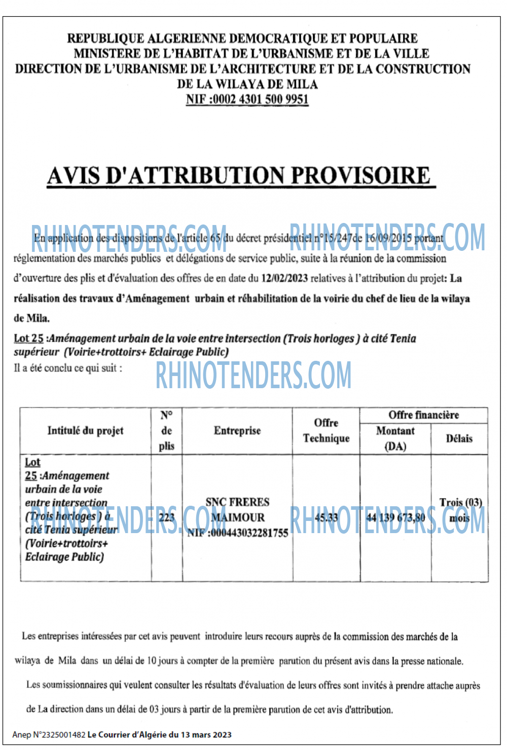 Le Courrier d'Algerie
