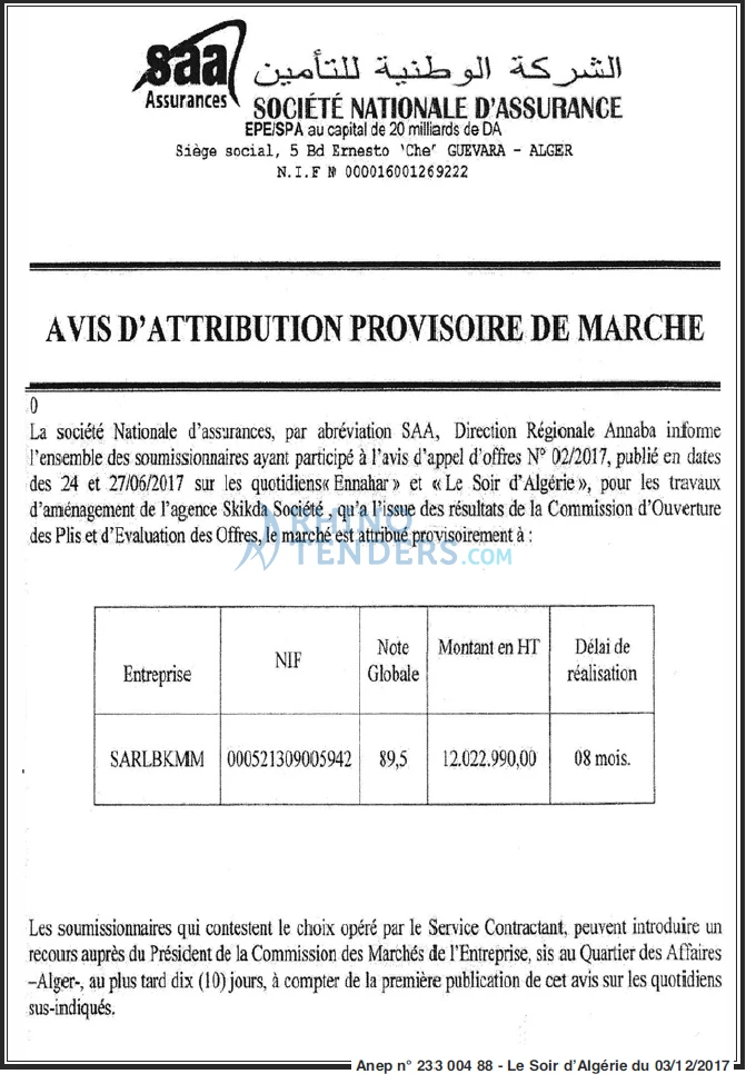 LE SOIR D'ALGERIE