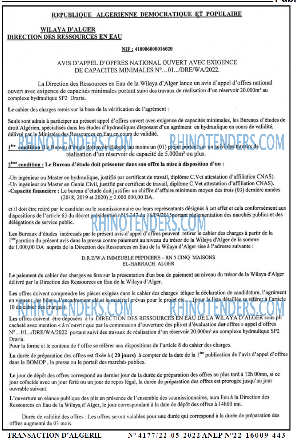 TRANSACTION D'ALGERIE